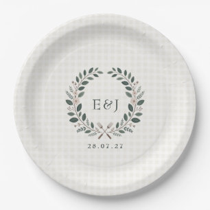 Plato De Papel Boda Rústica Monograma I Do BBQ