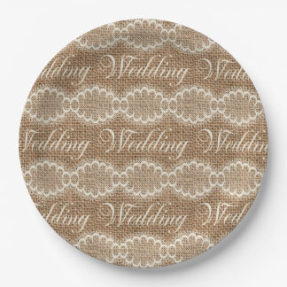 Plato De Papel Boda Rústico Burlap Lace