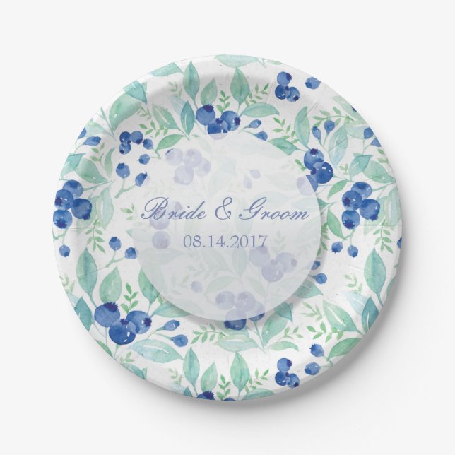 Plato De Papel Boda Rústico de Blueberry MidSummer (Anverso)