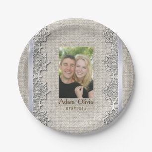 Plato De Papel Boda Rústico De Burlap Y Lace Photo