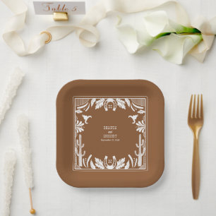 Plato De Papel Boda rústico de vaqueros de países occidentales