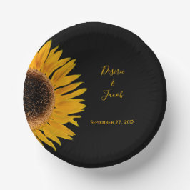 Plato De Papel Boda Rústico Elegante De Girasol Negro Amarillo