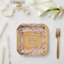 Plato De Papel Boda Rústico Floral Scroll Blossom