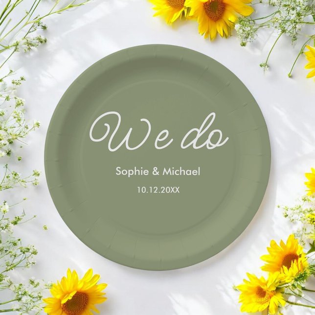 Plato De Papel Boda Sage Green White Lo Hacemos (Subido por el creador)