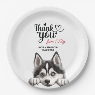 Plato De Papel Boda Siberian Husky Dog Gracias