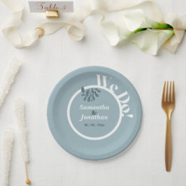 Plato De Papel Boda simple azul