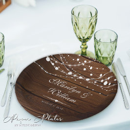 Plato De Papel Boda simple de maderas y cadenas rusas
