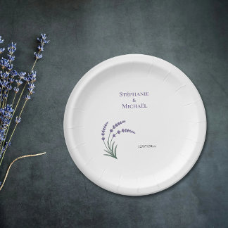 Plato De Papel Boda Simple Lavanda