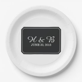 Plato De Papel Boda simple y elegante negra
