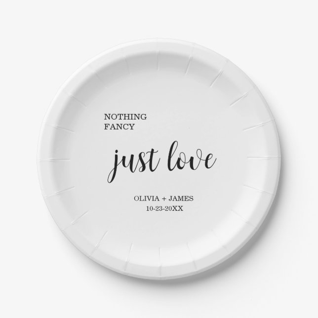 Plato De Papel Boda Sin Adornos Solo Amor   (Anverso)