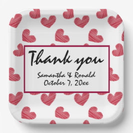 Plato De Papel Boda Sketchy Red Heart