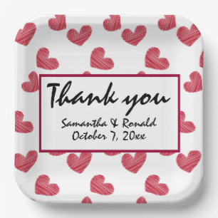 Plato De Papel Boda Sketchy Red Heart