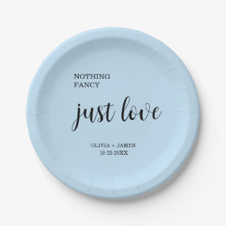 Plato De Papel Boda Sky Blue Nothing Fancy Just Love