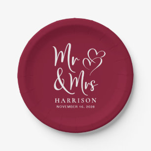 Plato De Papel Boda Sr. Burgundy