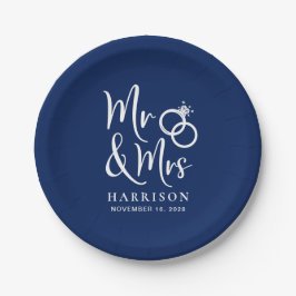 Plato De Papel Boda Sr. Navy Blue