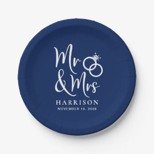 Plato De Papel Boda Sr. Navy Blue