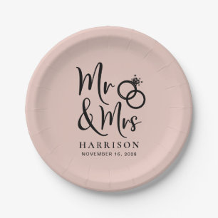 Plato De Papel Boda Sr. Rubor Pink