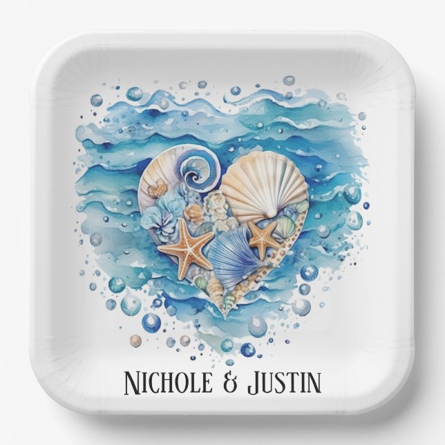 Plato De Papel Boda Starfish de Beach Scene (Anverso)