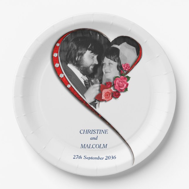 Plato De Papel Boda Swirling Heart (Anverso)