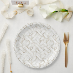 Plato De Papel Boda tejido con cestas blancas
