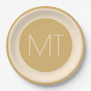 Plato De Papel Boda Tonal de Champagne Moderno