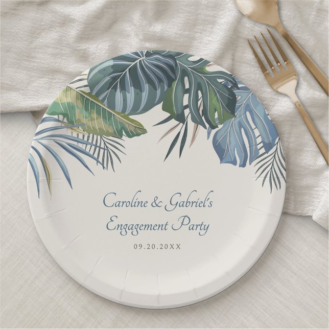 Plato De Papel Boda Tropical Beach Palm (Subido por el creador)
