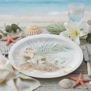Plato De Papel Boda Tropical Boho en la Playa