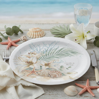 Plato De Papel Boda Tropical Boho en la Playa