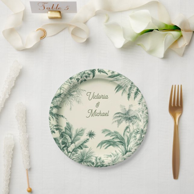 Plato De Papel Boda Tropical de la Isla de Hawái (Boda)