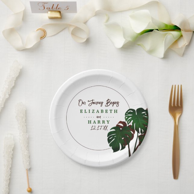 Plato De Papel Boda Tropical Monstera Beach (Boda)