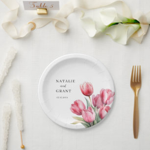 Plato De Papel Boda Tulip de primavera