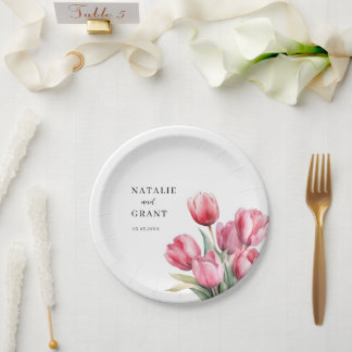 Plato De Papel Boda Tulip de primavera