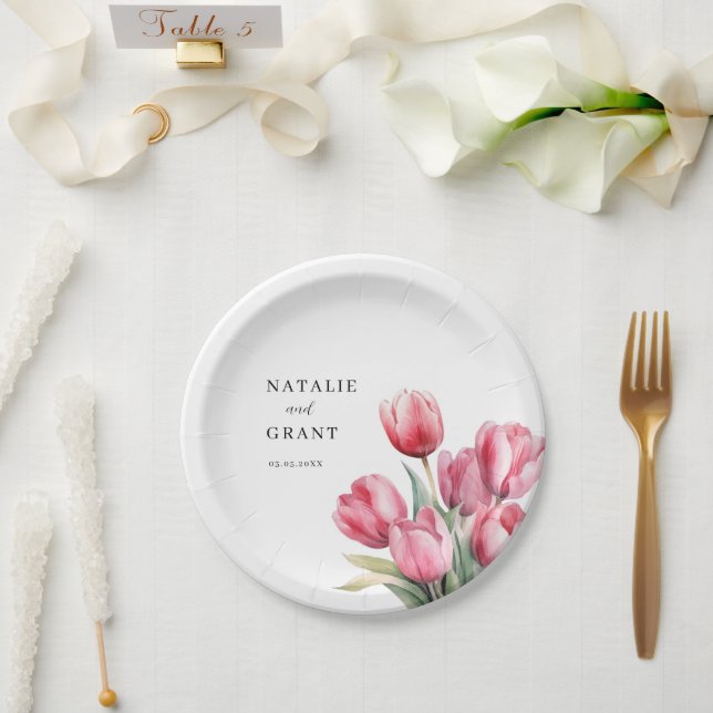 Plato De Papel Boda Tulip de primavera (Boda)
