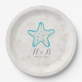 Plato De Papel Boda Turquoise Rustic Starfish
