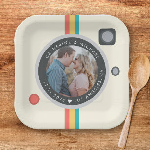 Plato De Papel Boda único de fotografía de pareja de cámaras inst