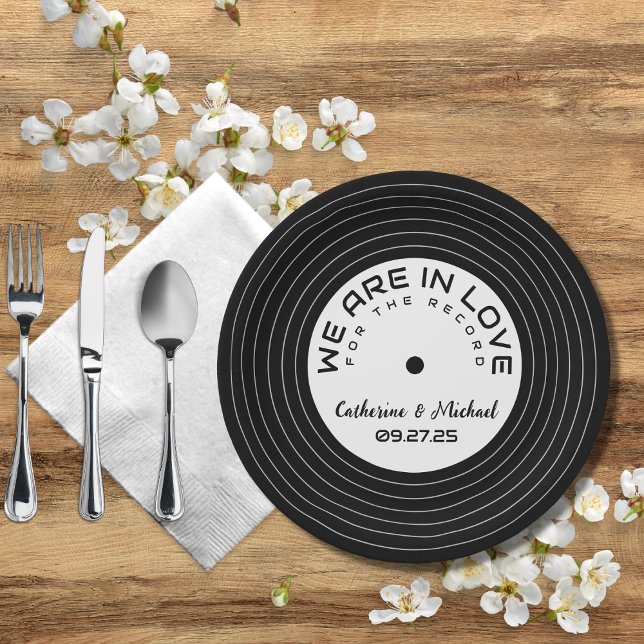 Plato De Papel Boda único de grabación de vinilo de música retro (Subido por el creador)