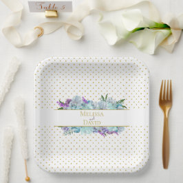 Plato De Papel Boda verde azulado Blue Bouquet Suite Fiesta de re