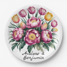 Plato De Papel Boda Vibrante de Armonía Floral