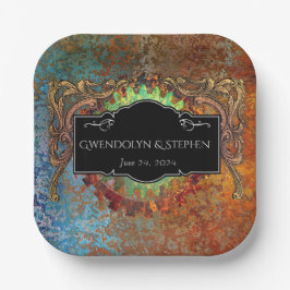 Plato De Papel Boda vinícola Steampunk personalizada