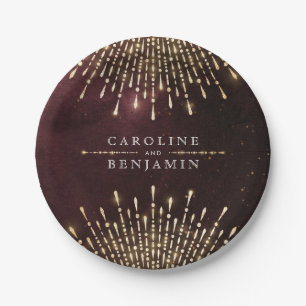 Plato De Papel Boda vintage de glamour Art Deco en Borgoña