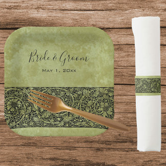 Plato De Papel Boda Vintage, Floral Victoriano Rollo Floral