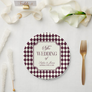 Plato De Papel Boda Vintage Marfil Vino de Dinero Antiguo de Lujo