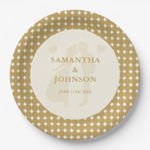 Plato De Papel Boda Vintage Retro Sala de Baile Marfil