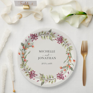 Plato De Papel Boda Wildflower Meadow Ecru