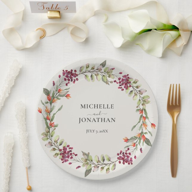 Plato De Papel Boda Wildflower Meadow Ecru (Boda)