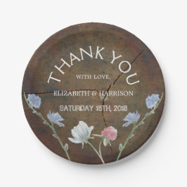 Plato De Papel Boda Wildflower Oak Wood