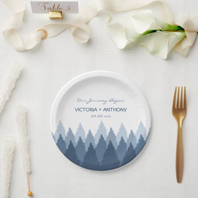 Plato De Papel Boda Woodland de la Cordillera Azul (Boda)
