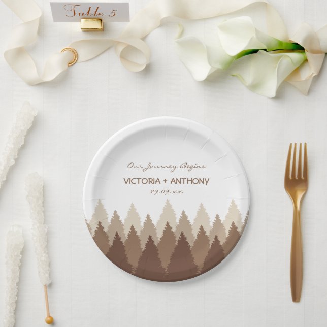 Plato De Papel Boda Woodland Forest Range Brown (Boda)
