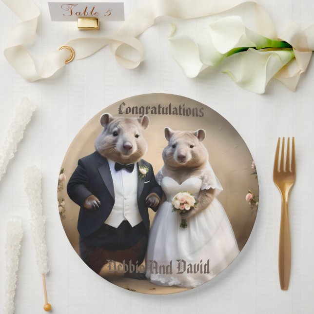 Plato De Papel Bodas Aussie Wombats Australian, Boda (Boda)