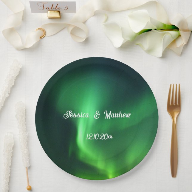 Plato De Papel Bodas de Aurora Borealis Northern Lights (Boda)
